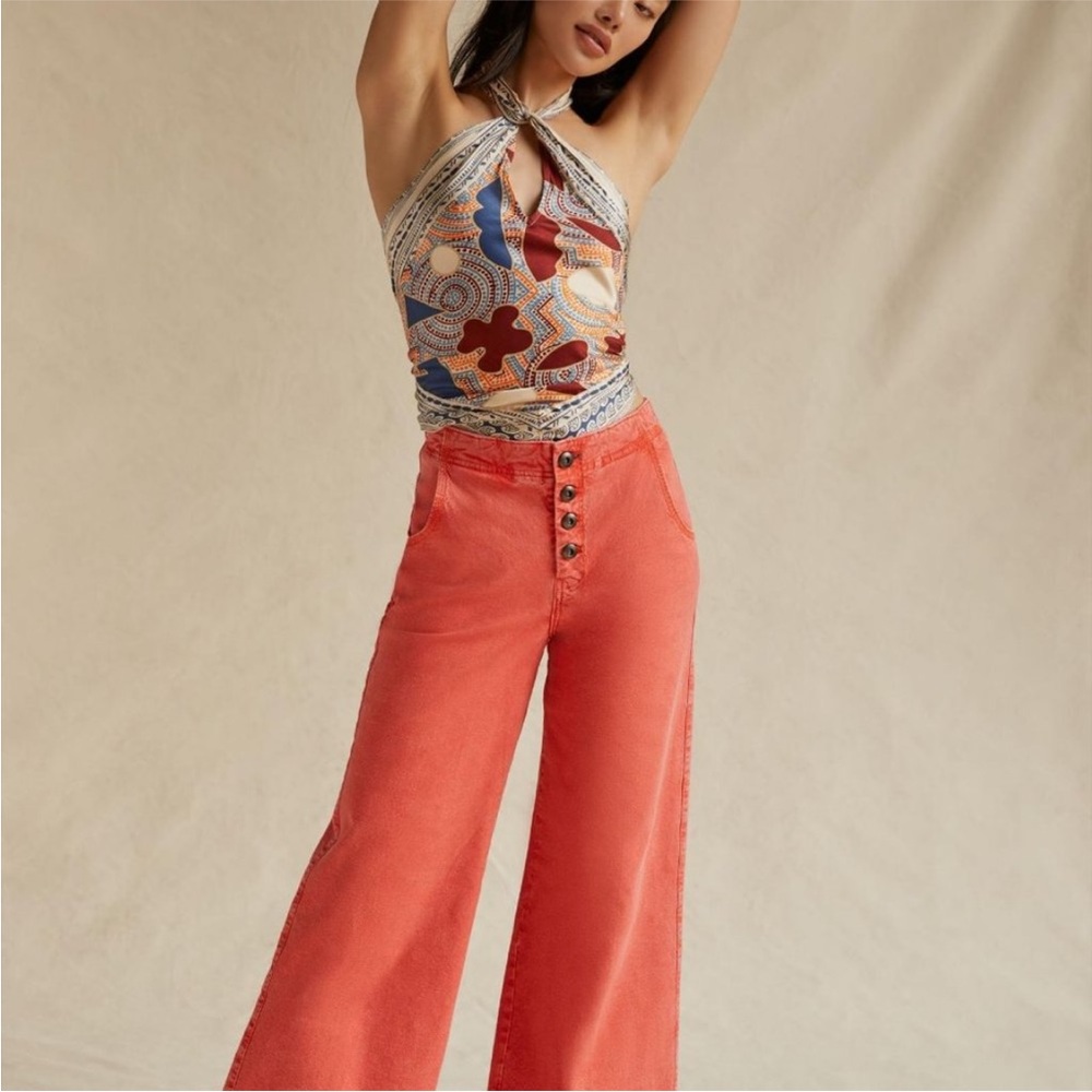 Anthropologie Pilcro sz 28/6 Wide-Leg High-Rise Jeans Sailor Tie